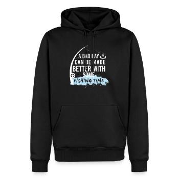Passez une meilleure journée avec la pêche - Sweat à capuche Premium bio Homme - noir - Devant - Nico (187cm)