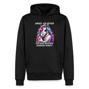 EINHORN GROßE SCHWESTER - Männer Premium Bio Hoodie - Schwarz - Vorne - Nico (187cm)