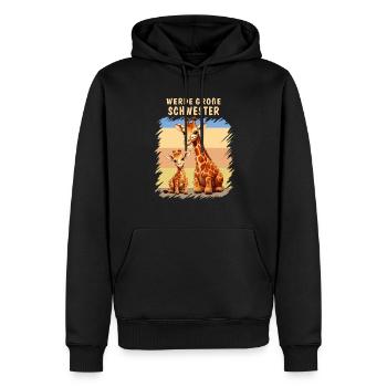 GIRAFFES BECOME A BIG SISTER - Men’s Premium Organic Hoodie - black - Front - Nico (187cm)