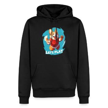 Rugby Player - Let's Play - Corgy Corgi - Männer Premium Bio Hoodie - Schwarz - Vorne - Nico (187cm)