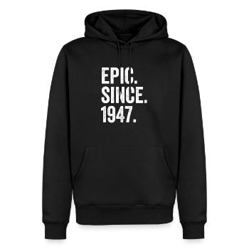 Épique Depuis 1947 Année de naissance Anniversaire - Sweat à capuche Premium bio Homme - noir - Devant - Nico (187cm)
