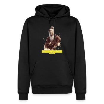 Meister Wu | Chinesische Tuschezeichnung - Männer Premium Bio Hoodie - Schwarz - Vorne - Nico (187cm)