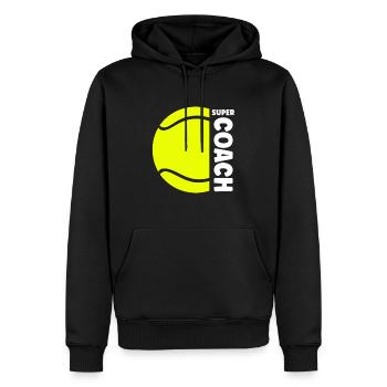 Coach de tennis - Sweat à capuche Premium bio Homme - noir - Devant - Nico (187cm)