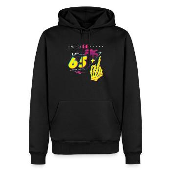 Pas 66, juste 65 + Flip Off – Retro Vibes 1959 - Sweat à capuche Premium bio Homme - noir - Devant - Nico (187cm)