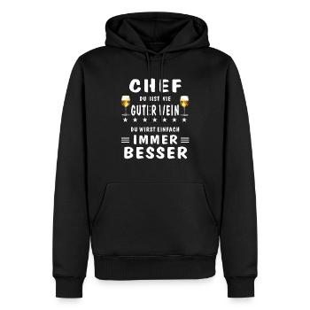 , YOU'RE GETTING BETTER AND BETTER - Men’s Premium Organic Hoodie - black - Front - Nico (187cm)