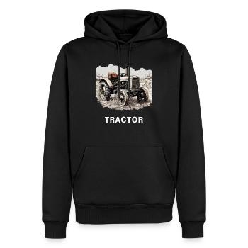 TRACTEUR - Sweat à capuche Premium bio Homme - noir - Devant - Nico (187cm)