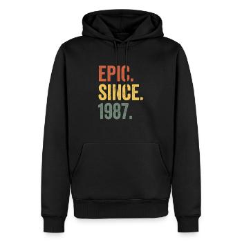 Épique Depuis 1987 Année de naissance Anniversaire - Sweat à capuche Premium bio Homme - noir - Devant - Nico (187cm)