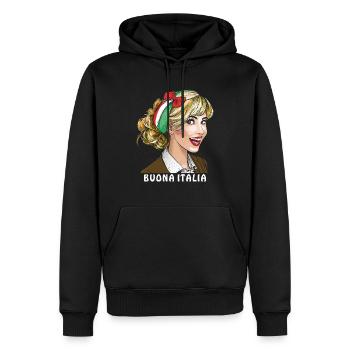 FEMME ITALIE BUONA ITALIA - Sweat à capuche Premium bio Homme - noir - Devant - Nico (187cm)