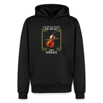 VIOLONCELLE JE NE JOUE PAS PARFAITEMENT MAIS GROSSIER - Sweat à capuche Premium bio Homme - noir - Devant - Nico (187cm)