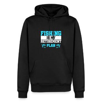 La pêche, c’est la retraite - Sweat à capuche Premium bio Homme - noir - Devant - Nico (187cm)