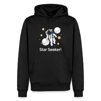 CHERCHEUR D’ÉTOILES - Sweat à capuche Premium bio Homme - noir - Devant - Nico (187cm)