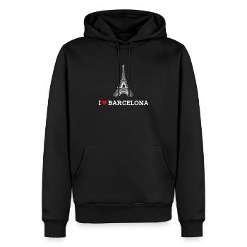 I love Barcelona Cool Heart Flagge Eiffelturm Spaß - Männer Premium Bio Hoodie - Schwarz - Vorne - Nico (187cm)