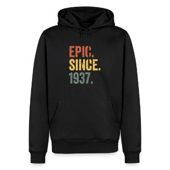 Epic Depuis 1937 Année de naissance Anniversaire - Sweat à capuche Premium bio Homme - noir - Devant - Nico (187cm)