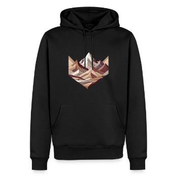 Minimalistische quadratische Bergszene - Männer Premium Bio Hoodie - Schwarz - Vorne - Nico (187cm)