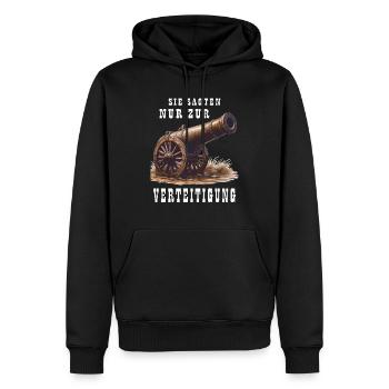 LE , DISAIENT-ILS, N’ÉTAIT QUE POUR SE DÉFENDRE - Sweat à capuche Premium bio Homme - noir - Devant - Nico (187cm)