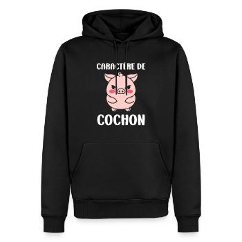 cochon - Sweat à capuche Premium bio Homme - noir - Devant - Nico (187cm)