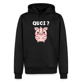 cochon - Sweat à capuche Premium bio Homme - noir - Devant - Nico (187cm)