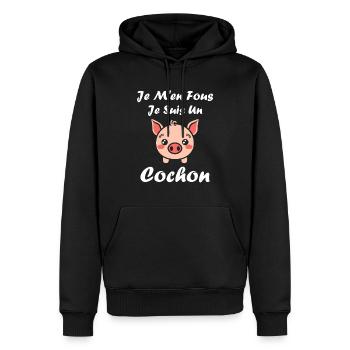cochon - Sweat à capuche Premium bio Homme - noir - Devant - Nico (187cm)