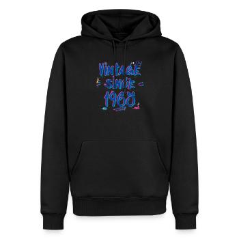 Jahrgang seit 1965 Graffiti Glitch 60. Geburtstag - Männer Premium Bio Hoodie - Schwarz - Vorne - Nico (187cm)