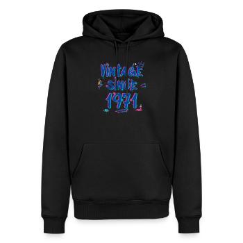 Vintage Since 1971 Graffiti Glitch 54ème Bday Vibes - Sweat à capuche Premium bio Homme - noir - Devant - Nico (187cm)