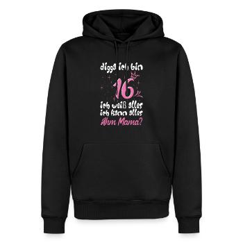 16 Anniversaire Fille 16 Anniversaire Digga Je suis - Sweat à capuche Premium bio Homme - noir - Devant - Nico (187cm)