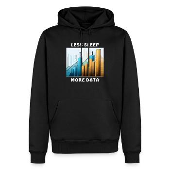 LESS SLEEP MORE DATA - Männer Premium Bio Hoodie - Schwarz - Vorne - Nico (187cm)
