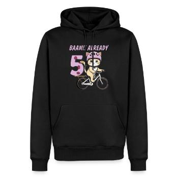 VÉLO CHAT BAAM !! DÉJÀ 5 - Sweat à capuche Premium bio Homme - noir - Devant - Nico (187cm)