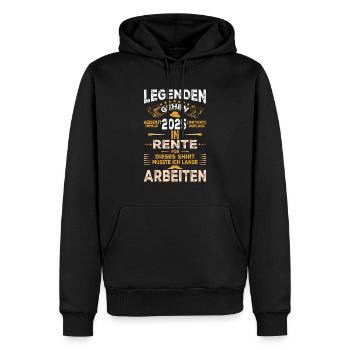 Pensioner a legend to retire in 2025 - Men’s Premium Organic Hoodie - black - Front - Nico (187cm)