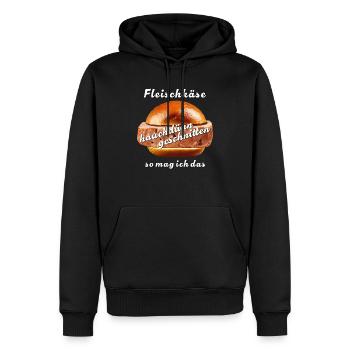 Fleischkäse hauchdünn geschnitten - Männer Premium Bio Hoodie - Schwarz - Vorne - Nico (187cm)