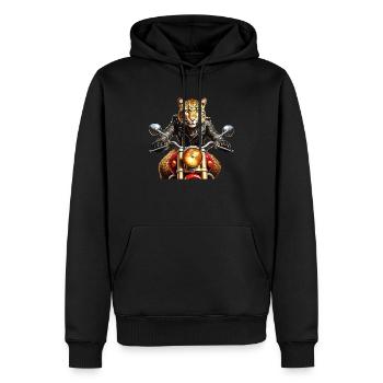 MOTORRAD LEOPARD - Männer Premium Bio Hoodie - Schwarz - Vorne - Nico (187cm)