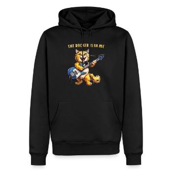 KATZE GITARRE THE ROCKER IS IN ME - Männer Premium Bio Hoodie - Schwarz - Vorne - Nico (187cm)