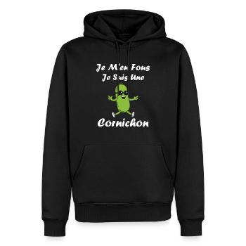 Humour Cornichon - Sweat à capuche Premium bio Homme - noir - Devant - Nico (187cm)