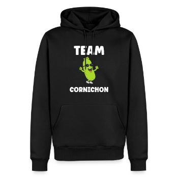 Humour Cornichon - Sweat à capuche Premium bio Homme - noir - Devant - Nico (187cm)
