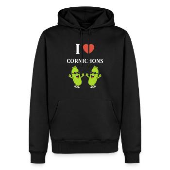 Humour Cornichon - Sweat à capuche Premium bio Homme - noir - Devant - Nico (187cm)
