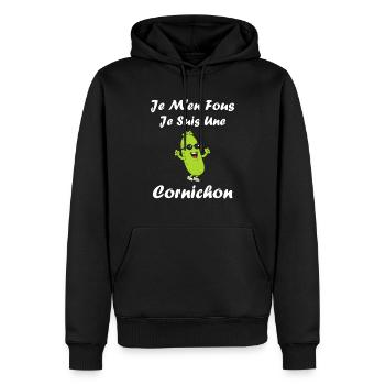 Humour Cornichon - Sweat à capuche Premium bio Homme - noir - Devant - Nico (187cm)