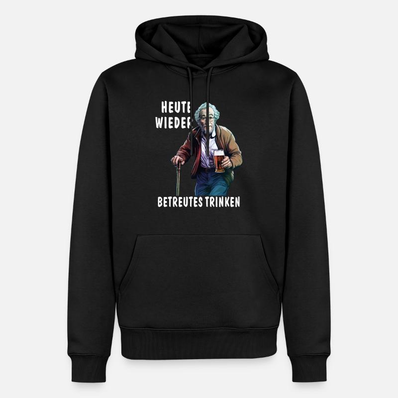 MAN TODAY AGAIN SUPERVISED DRINKING - Men’s Premium Organic Hoodie - black