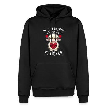 Stricknadel Die Tut Nichts Die Will Nur Stricken - Männer Premium Bio Hoodie - Schwarz - Vorne - Nico (187cm)