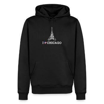 I love Chicago Cool Eiffelturm Liebhaber Herz Flagge - Männer Premium Bio Hoodie - Schwarz - Vorne - Nico (187cm)