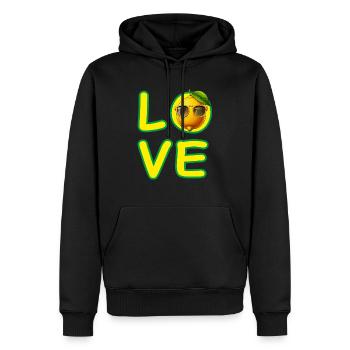 LOVE ZITRONE - Männer Premium Bio Hoodie - Schwarz - Vorne - Nico (187cm)