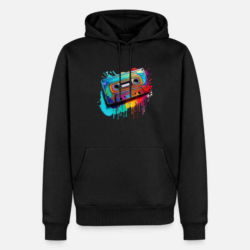 Musikkasette - Männer Premium Bio Hoodie - Schwarz
