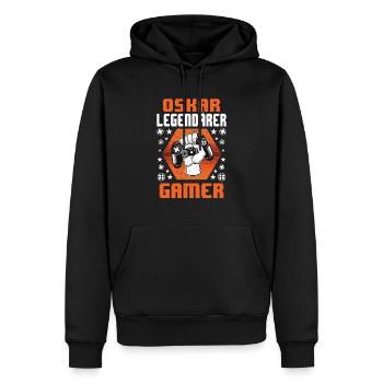 Cadeau Nom Oscar - G légendaire personnalisé - Sweat à capuche Premium bio Homme - noir - Devant - Nico (187cm)