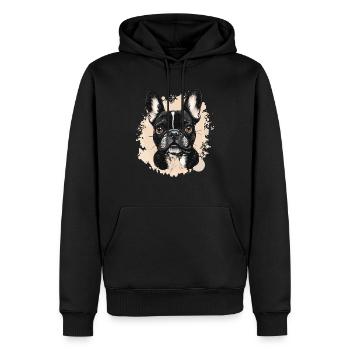 Bulldogge - Männer Premium Bio Hoodie - Schwarz - Vorne - Nico (187cm)