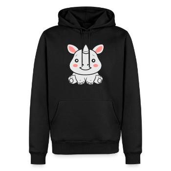Nashorn - Männer Premium Bio Hoodie - Schwarz - Vorne - Nico (187cm)
