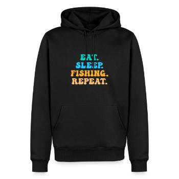 Manger. Dormir. Pêche - Sweat à capuche Premium bio Homme - noir - Devant - Nico (187cm)