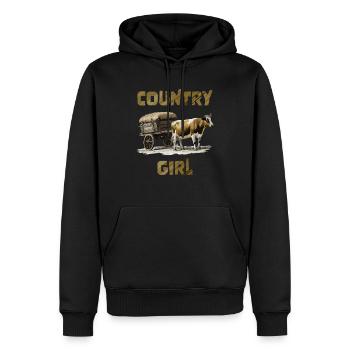 CHARRETTE À VACHES - Sweat à capuche Premium bio Homme - noir - Devant - Nico (187cm)