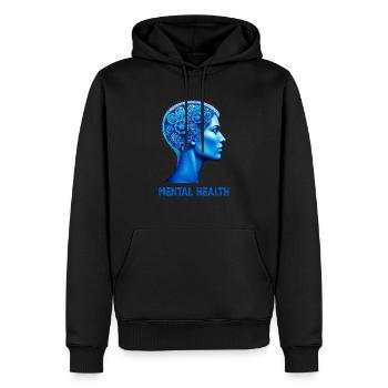 KOPF ZAHNRÄDER MENTAL HEALTH - Männer Premium Bio Hoodie - Schwarz - Vorne - Nico (187cm)