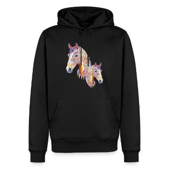 Cheval Fleurs Tatouage Cheval Art Équitation Cavalier - Sweat à capuche Premium bio Homme - noir - Devant - Nico (187cm)