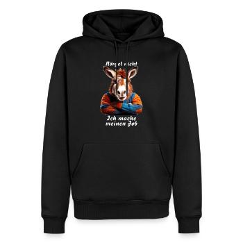 Nörgel nicht Ich mache meinen Job - Männer Premium Bio Hoodie - Schwarz - Vorne - Nico (187cm)