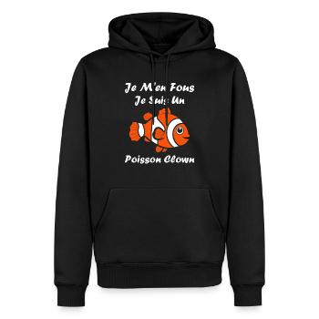 Humour Poisson rouge - Sweat à capuche Premium bio Homme - noir - Devant - Nico (187cm)