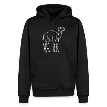 Kamel - Männer Premium Bio Hoodie - Schwarz - Vorne - Nico (187cm)